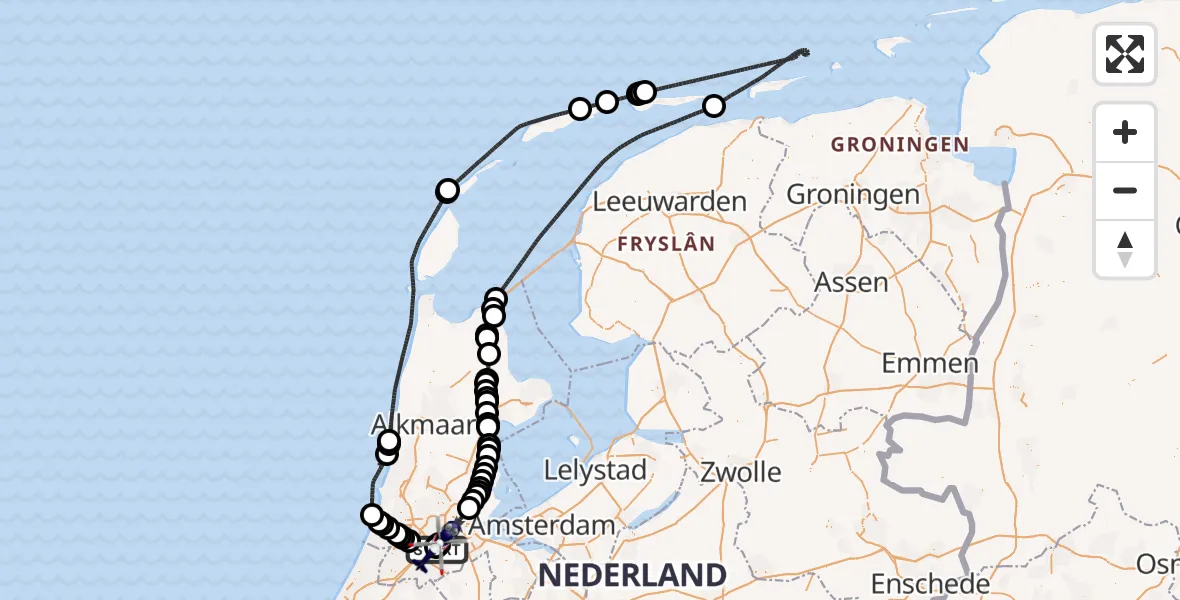 Vluchtroute Politiehelikopter Amsterdam Vliegveld Schiphol - Amsterdam Vliegveld Schiphol, 23 juni 2026, 06:38