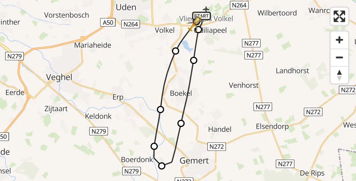 Vluchtroute Traumahelikopter Vliegbasis Volkel - Volkel, 23 juni 2026, 07:38