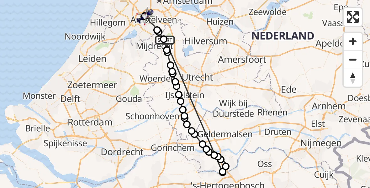 Vluchtroute Politiehelikopter Noordplas - Amsterdam Vliegveld Schiphol, 23 juni 2026, 09:11