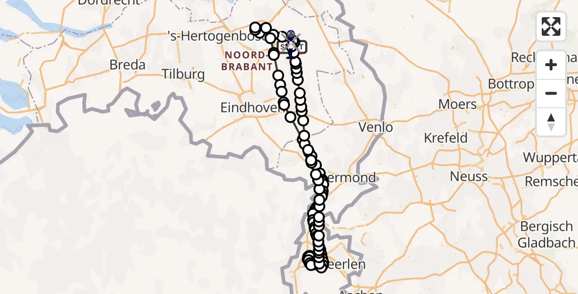 Vluchtroute Politiehelikopter Vliegbasis Volkel - Vliegbasis Volkel, 23 juni 2026, 09:58