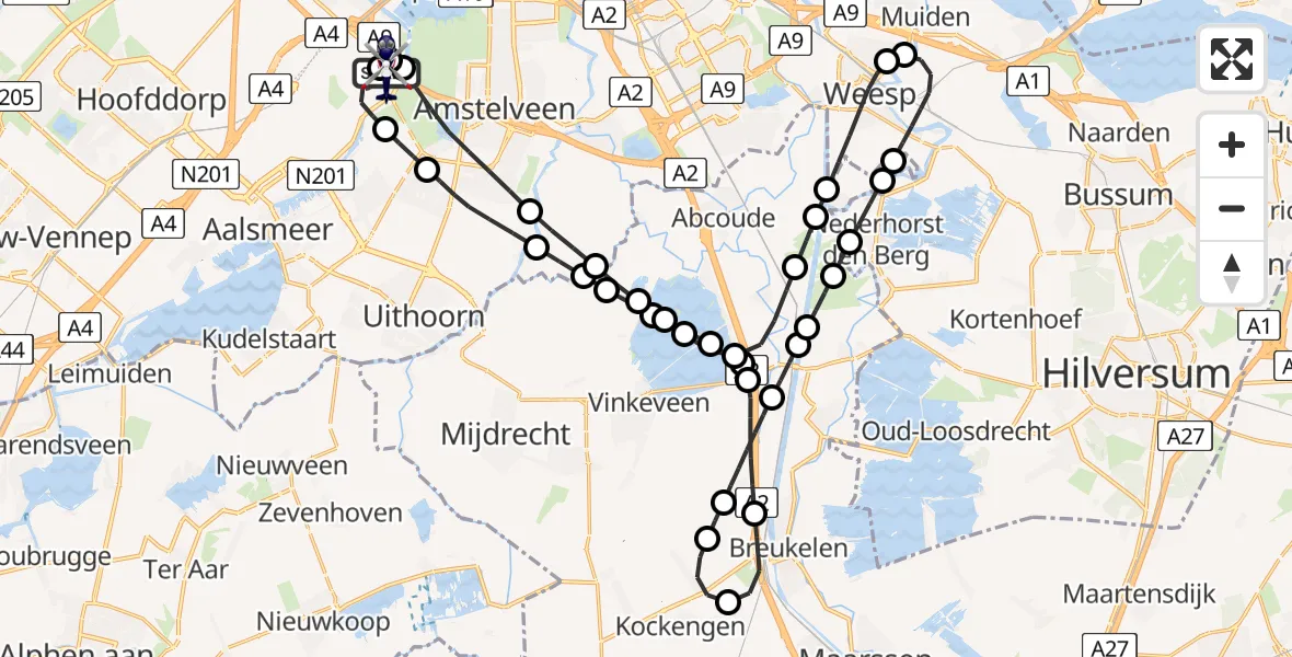Vluchtroute Politiehelikopter Amsterdam Vliegveld Schiphol - Amsterdam Vliegveld Schiphol, 23 juni 2026, 10:01