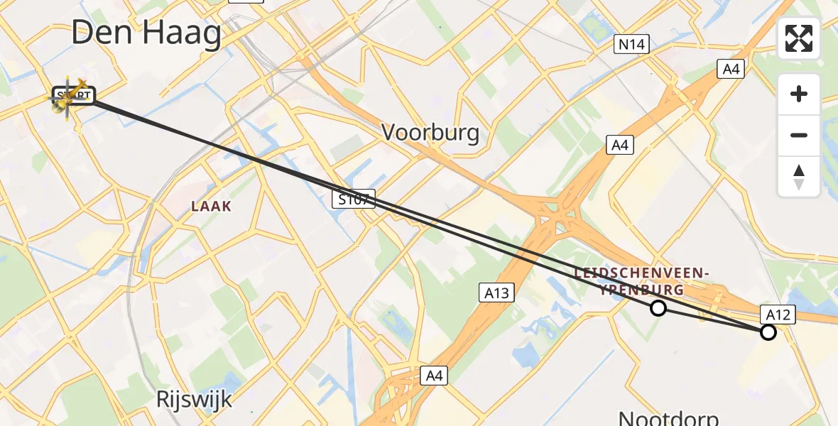 Vluchtroute Traumahelikopter HMC Westeinde Heliport - HMC Westeinde Heliport, 23 juni 2026, 10:19