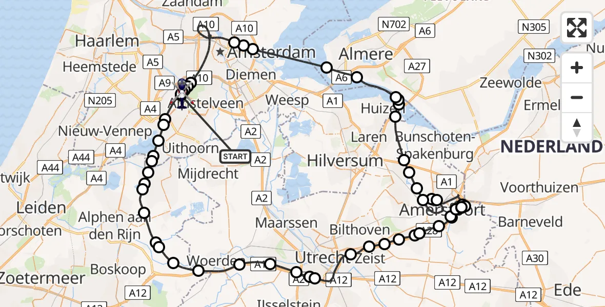 Vluchtroute Politiehelikopter Noordplas - Amsterdam Vliegveld Schiphol, 23 juni 2026, 10:25