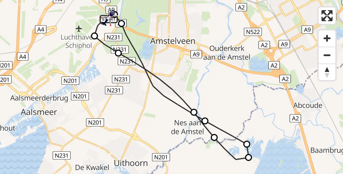 Vluchtroute Politiehelikopter Amsterdam Vliegveld Schiphol - Amsterdam Vliegveld Schiphol, 23 juni 2026, 12:38