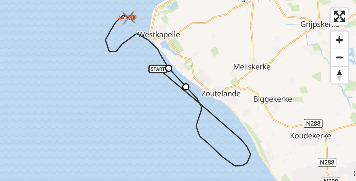 Vluchtroute Kustwachthelikopter Noordzee - Noordzee, 23 juni 2026, 17:36