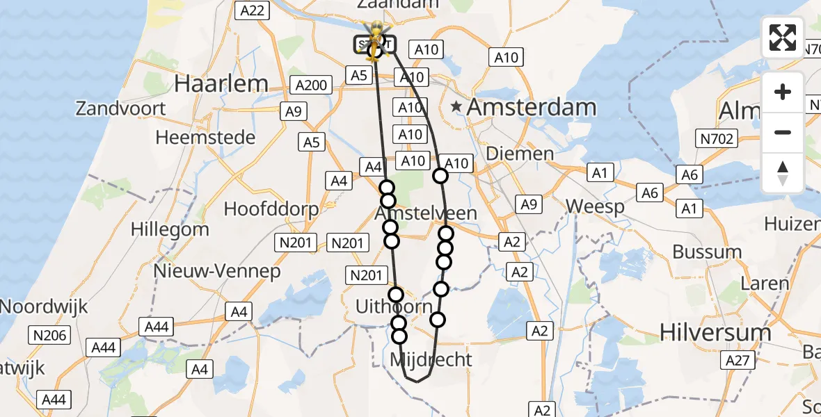 Vluchtroute Traumahelikopter Amsterdam Heliport - Amsterdam Heliport, 23 juni 2026, 18:27
