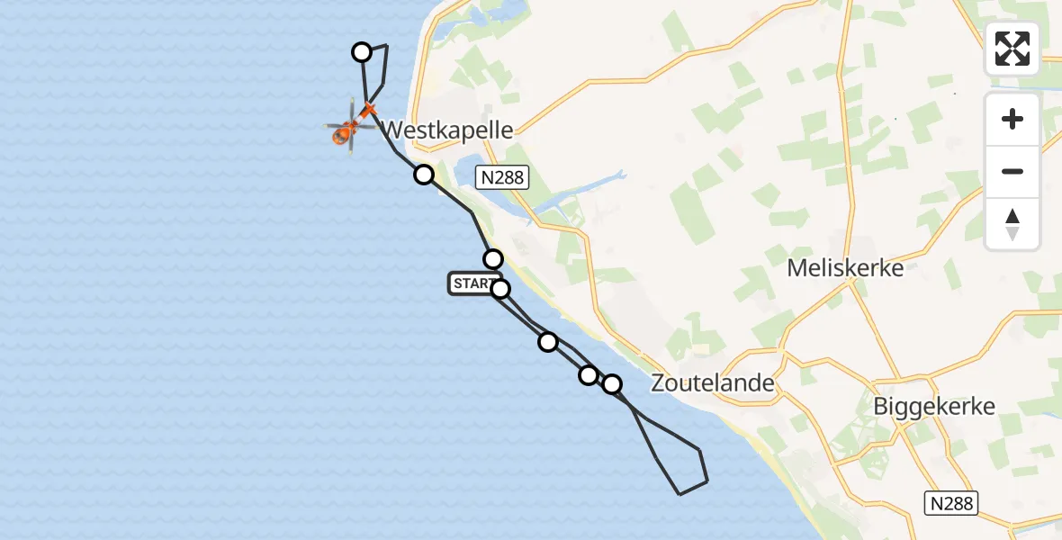 Vluchtroute Kustwachthelikopter Noordzee - Noordzee, 23 juni 2026, 18:30