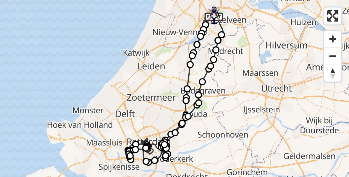 Vluchtroute Politiehelikopter Amsterdam Vliegveld Schiphol - Amsterdam Vliegveld Schiphol, 24 juni 2026, 09:55