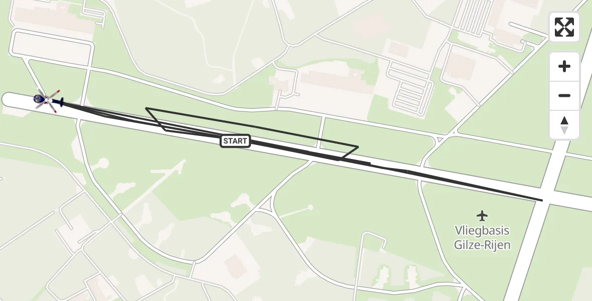 Vluchtroute Politiehelikopter Vliegbasis Gilze Rijen - Vliegbasis Gilze Rijen, 24 juni 2026, 10:35