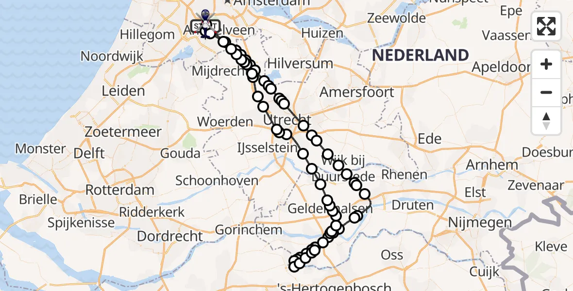 Vluchtroute Politiehelikopter Amsterdam Vliegveld Schiphol - Amsterdam Vliegveld Schiphol, 24 juni 2026, 10:43