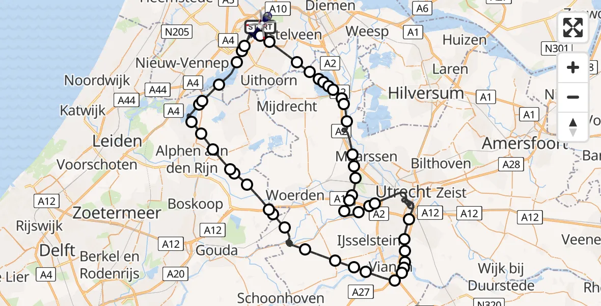 Vluchtroute Politiehelikopter Amsterdam Vliegveld Schiphol - Amsterdam Vliegveld Schiphol, 24 juni 2026, 10:50