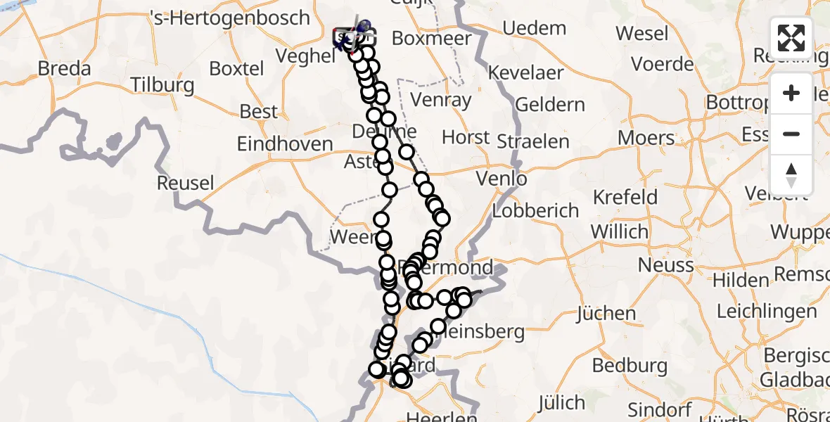 Vluchtroute Politiehelikopter Vliegbasis Volkel - Vliegbasis Volkel, 24 juni 2026, 12:52
