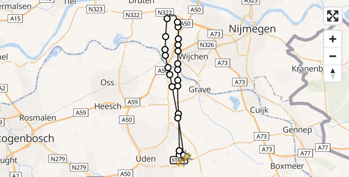 Vluchtroute Traumahelikopter Vliegbasis Volkel - Vliegbasis Volkel, 24 juni 2026, 18:09