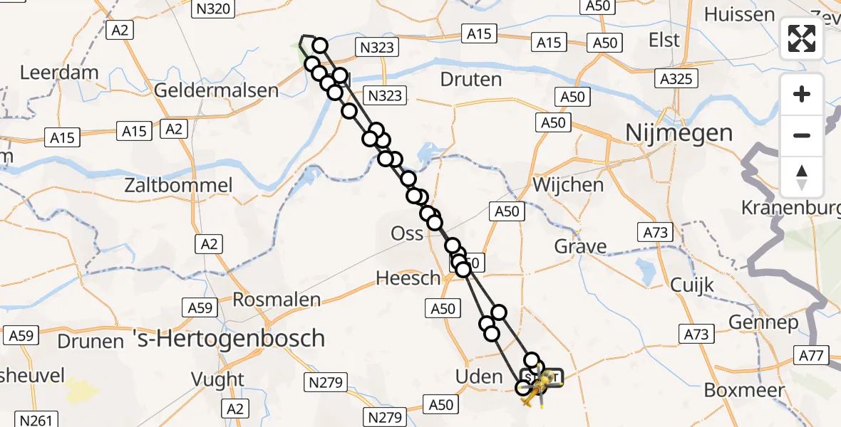 Vluchtroute Traumahelikopter Vliegbasis Volkel - Vliegbasis Volkel, 24 juni 2026, 19:08