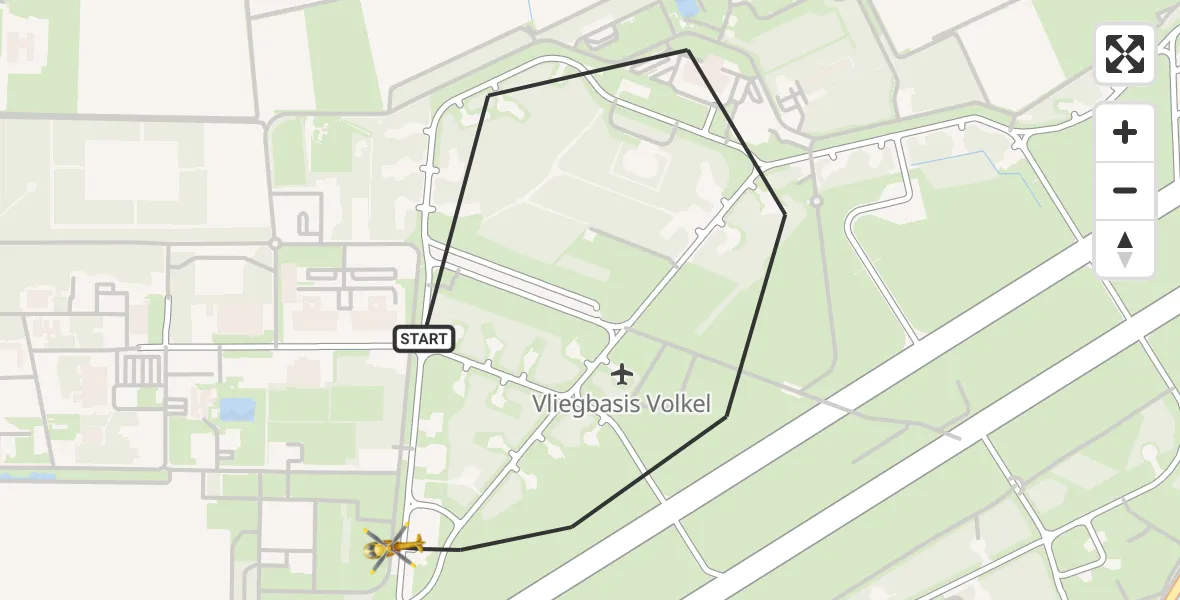 Vluchtroute Traumahelikopter Vliegbasis Volkel - Vliegbasis Volkel, 24 juni 2026, 21:47
