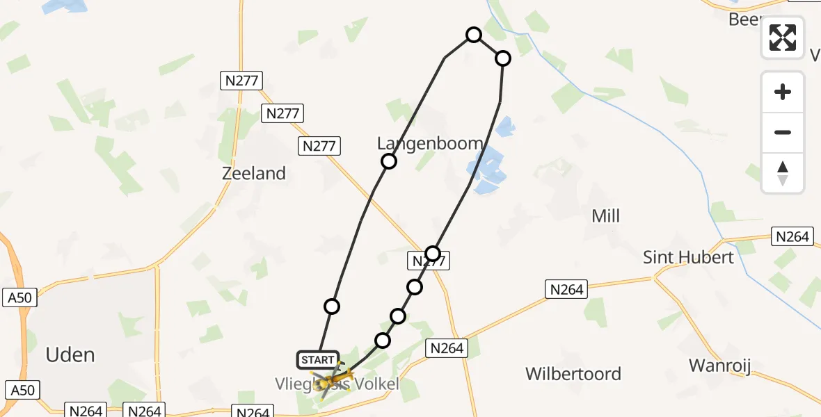 Vluchtroute Traumahelikopter Vliegbasis Volkel - Vliegbasis Volkel, 24 juni 2026, 22:20