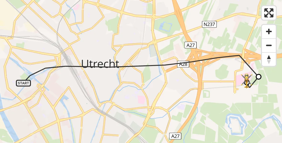 Vluchtroute Traumahelikopter Utrecht - Universitair Medisch Centrum Utrecht, 25 juni 2026, 09:22