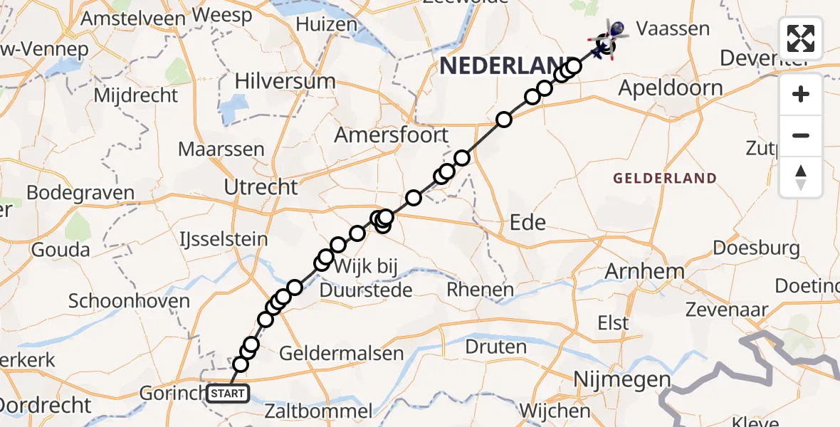 Vluchtroute Politiehelikopter Vuren - Elspeet, 25 juni 2026, 11:23