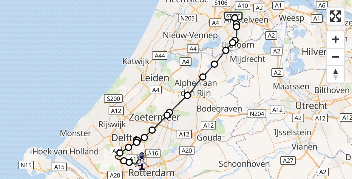 Vluchtroute Politiehelikopter Amsterdam Vliegveld Schiphol - Rotterdam The Hague Airport, 25 juni 2026, 11:50