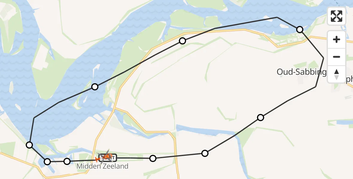 Vluchtroute Kustwachthelikopter Vliegveld Midden-Zeeland - Vliegveld Midden-Zeeland, 25 juni 2026, 13:40