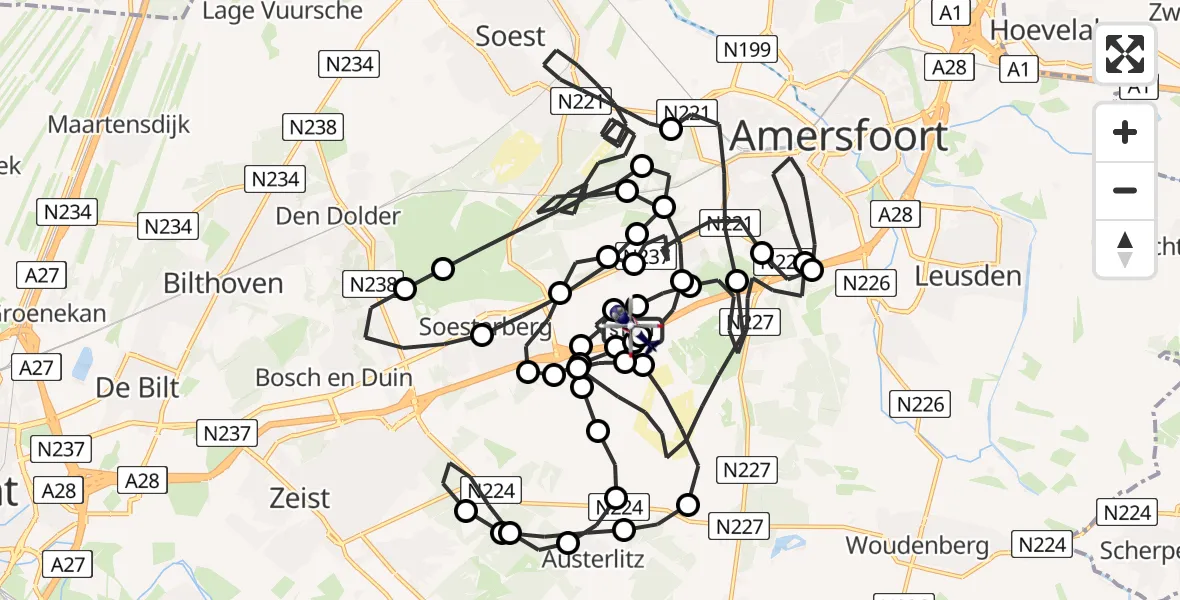 Vluchtroute Politiehelikopter Amersfoort - Amersfoort, 25 juni 2026, 14:58
