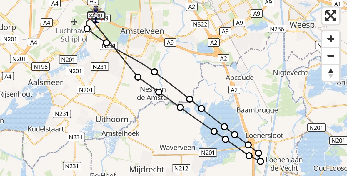 Vluchtroute Politiehelikopter Amsterdam Vliegveld Schiphol - Amsterdam Vliegveld Schiphol, 25 juni 2026, 15:45