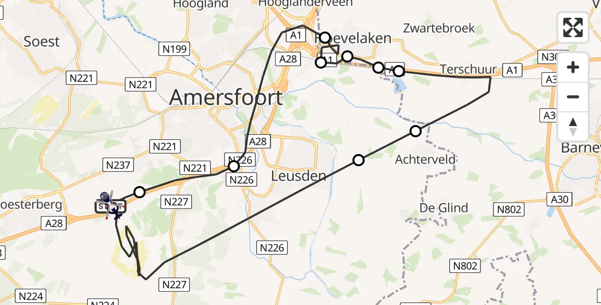 Vluchtroute Politiehelikopter Amersfoort - Amersfoort, 25 juni 2026, 17:22
