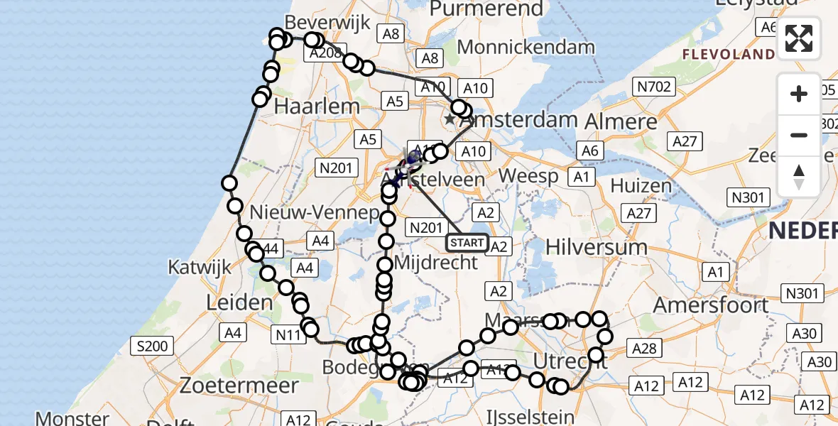 Vluchtroute Politiehelikopter Noordplas - Amsterdam Vliegveld Schiphol, 25 juni 2026, 18:47