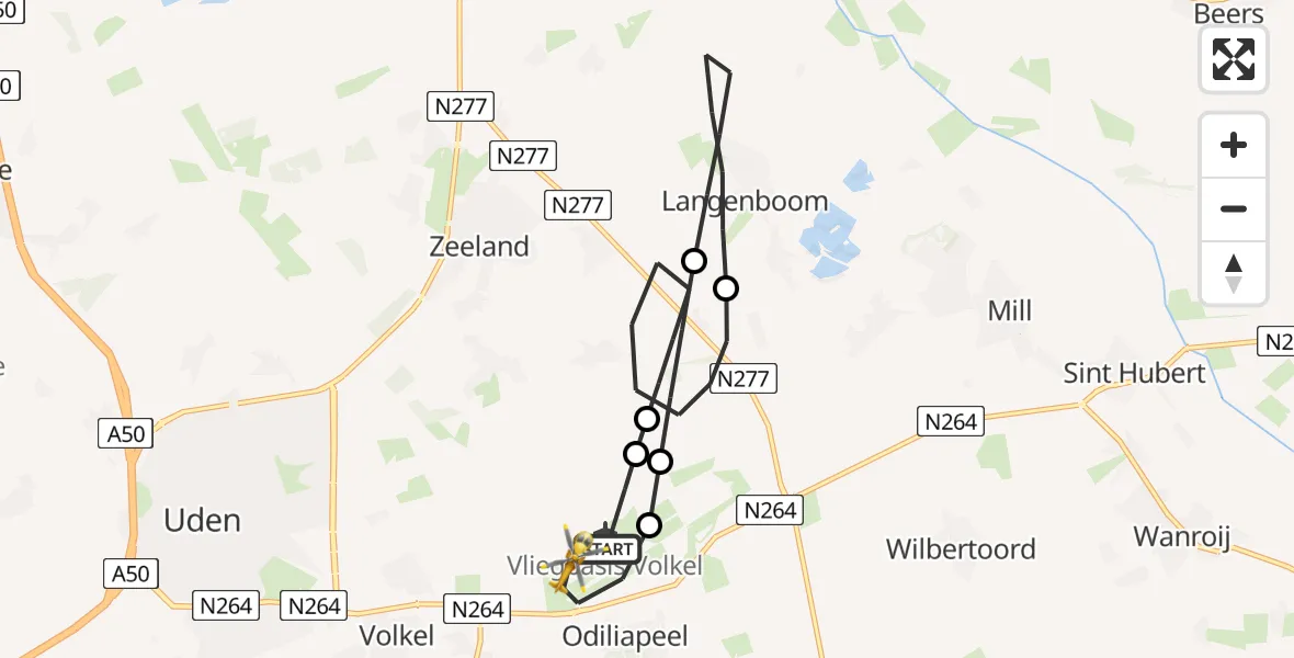 Vluchtroute Traumahelikopter Vliegbasis Volkel - Vliegbasis Volkel, 25 juni 2026, 20:28