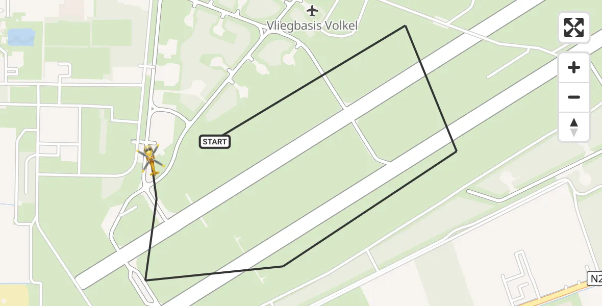Vluchtroute Traumahelikopter Vliegbasis Volkel - Vliegbasis Volkel, 25 juni 2026, 22:32