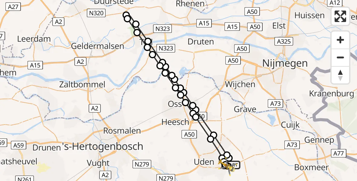 Vluchtroute Traumahelikopter Vliegbasis Volkel - Volkel, 26 juni 2026, 06:55