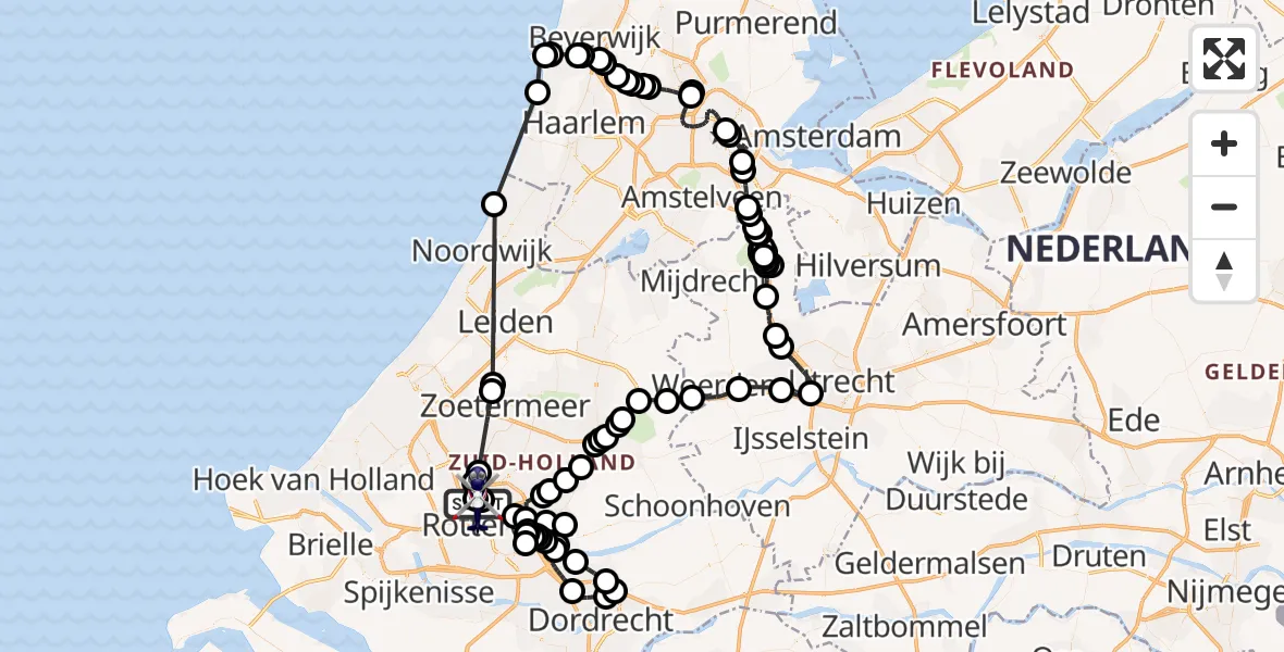 Vluchtroute Politiehelikopter Rotterdam The Hague Airport - Rotterdam The Hague Airport, 26 juni 2026, 07:54