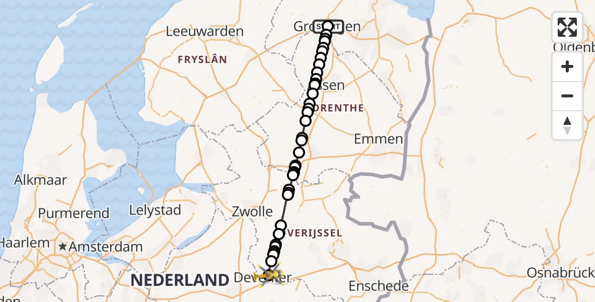 Vluchtroute Traumahelikopter Universitair Medisch Centrum Groningen - Deventer, 26 juni 2026, 11:00