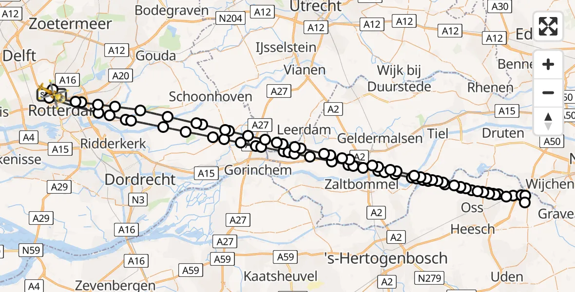 Vluchtroute Traumahelikopter Rotterdam The Hague Airport - Rotterdam The Hague Airport, 26 juni 2026, 11:59