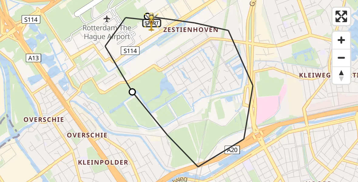 Vluchtroute Traumahelikopter Rotterdam The Hague Airport - Rotterdam The Hague Airport, 26 juni 2026, 13:10