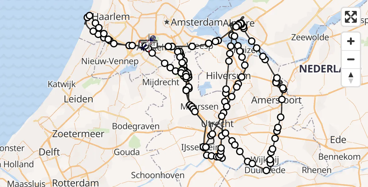 Vluchtroute Politiehelikopter Amsterdam Vliegveld Schiphol - Amsterdam Vliegveld Schiphol, 26 juni 2026, 14:05