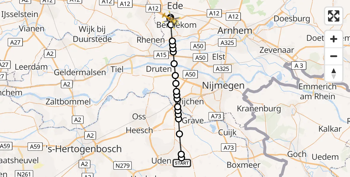 Vluchtroute Traumahelikopter Vliegbasis Volkel - Bennekom, 26 juni 2026, 14:07