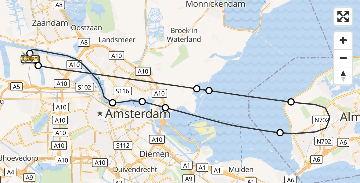Vluchtroute Traumahelikopter Amsterdam Heliport - Amsterdam Heliport, 26 juni 2026, 14:15