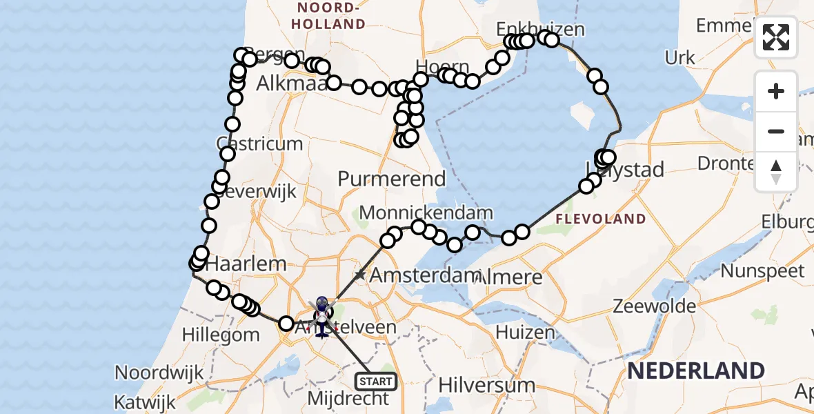 Vluchtroute Politiehelikopter Noordplas - Amsterdam Vliegveld Schiphol, 26 juni 2026, 18:04