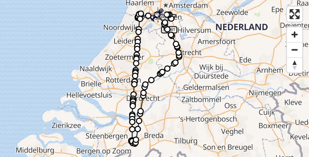 Vluchtroute Politiehelikopter Noordplas - Amsterdam Vliegveld Schiphol, 26 juni 2026, 23:02