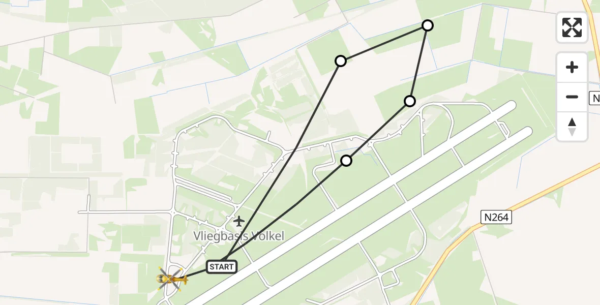 Vluchtroute Traumahelikopter Vliegbasis Volkel - Vliegbasis Volkel, 27 juni 2026, 06:36