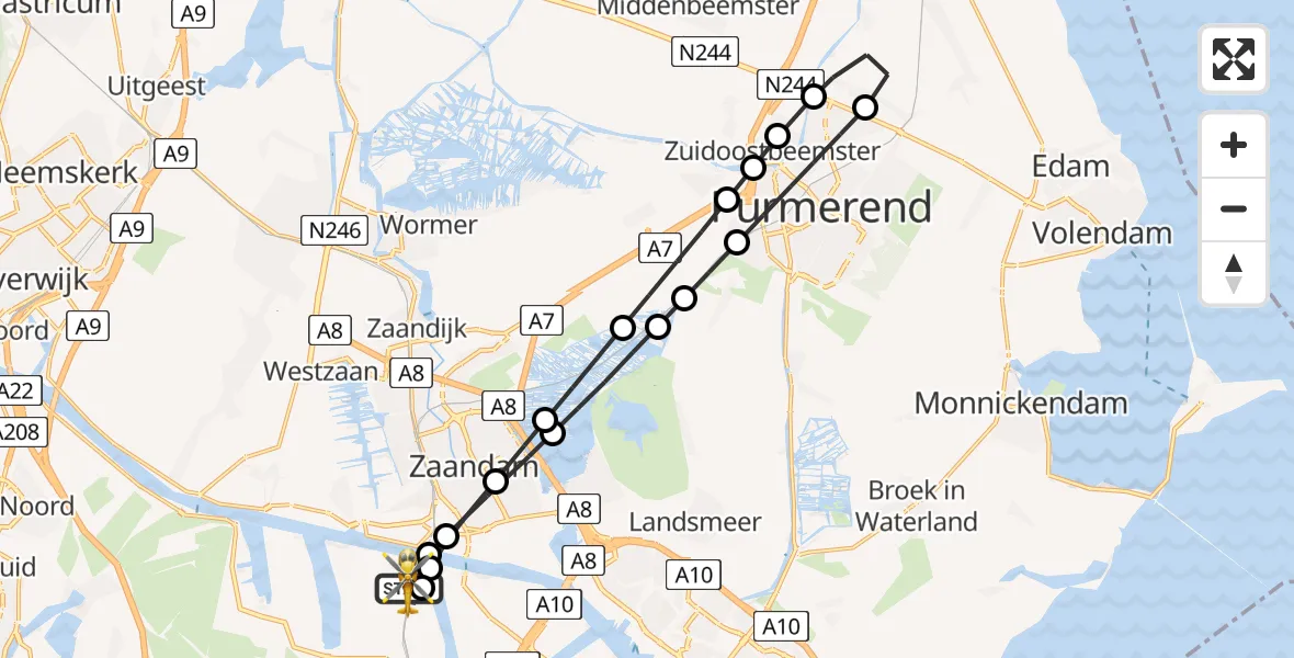 Vluchtroute Traumahelikopter Amsterdam Heliport - Amsterdam Heliport, 27 juni 2026, 11:40