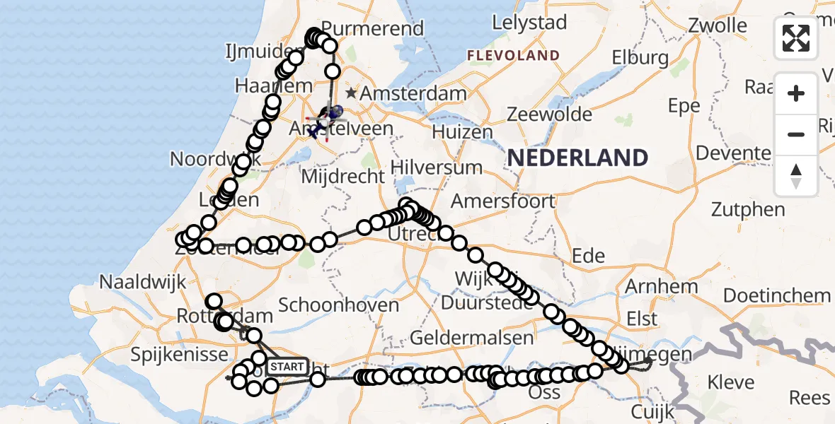 Vluchtroute Politiehelikopter Papendrecht - Amsterdam Vliegveld Schiphol, 27 juni 2026, 15:44