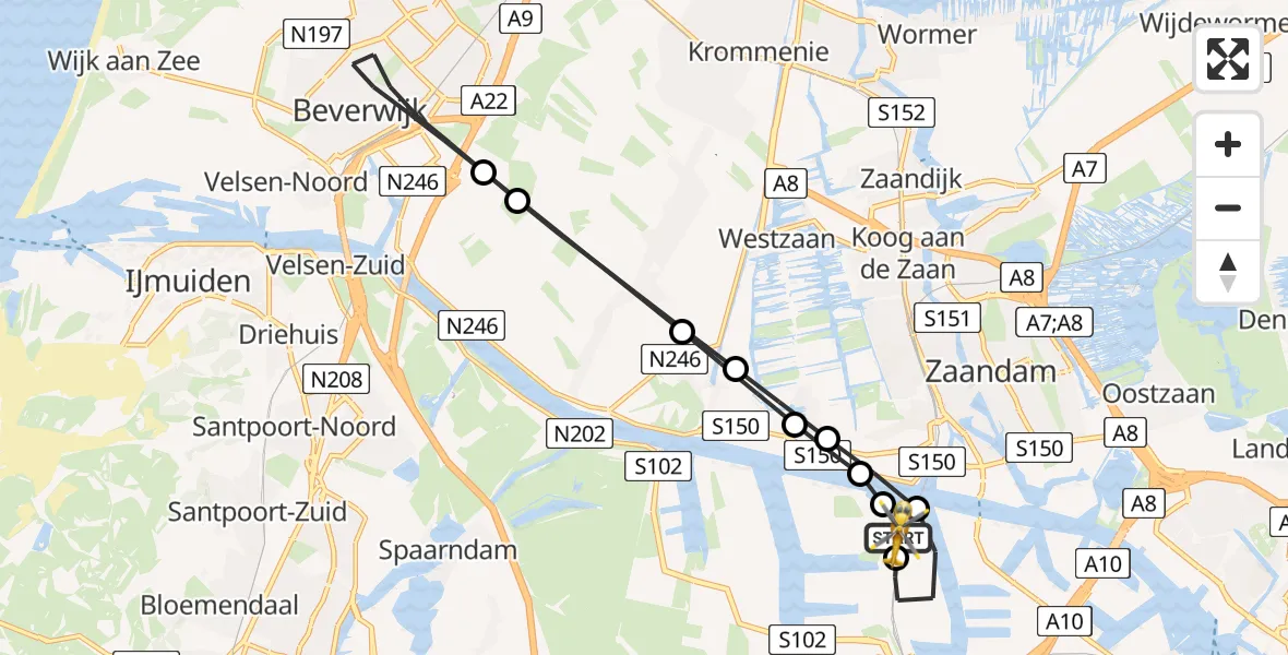 Vluchtroute Traumahelikopter Amsterdam Heliport - Amsterdam Heliport, 27 juni 2026, 19:33