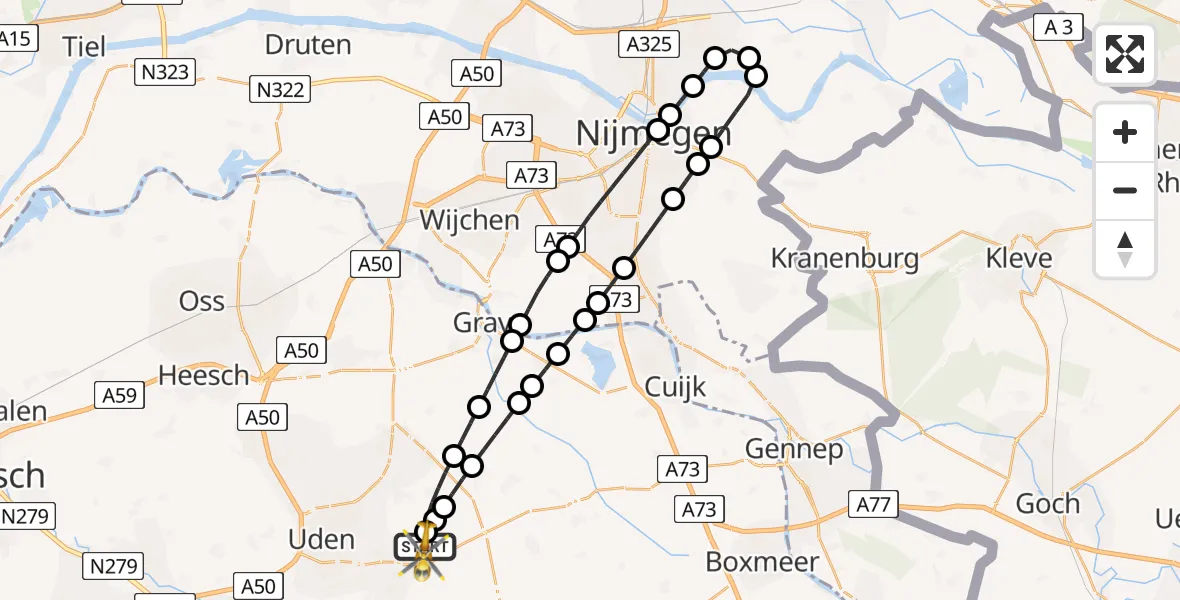 Vluchtroute Traumahelikopter Vliegbasis Volkel - Vliegbasis Volkel, 28 juni 2026, 06:46