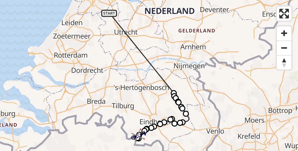 Vluchtroute Politiehelikopter Noordplas - Hapert, 28 juni 2026, 07:09