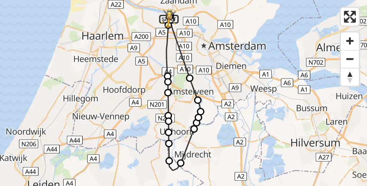 Vluchtroute Traumahelikopter Amsterdam Heliport - Amsterdam Heliport, 28 juni 2026, 08:23
