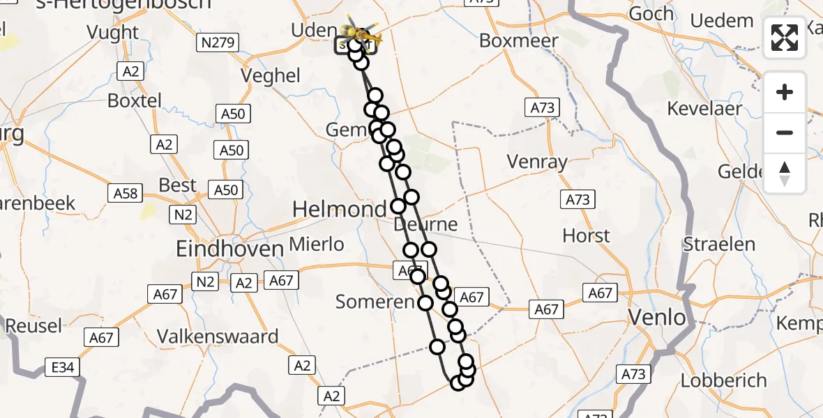 Vluchtroute Traumahelikopter Vliegbasis Volkel - Vliegbasis Volkel, 28 juni 2026, 10:09