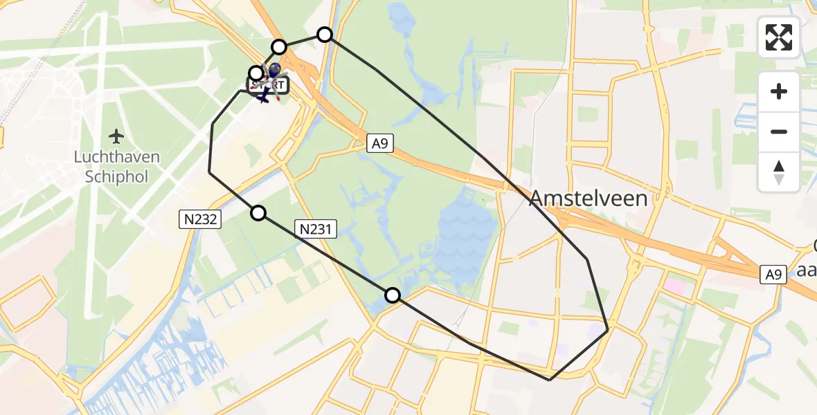Vluchtroute Politiehelikopter Amsterdam Vliegveld Schiphol - Amsterdam Vliegveld Schiphol, 28 juni 2026, 13:15