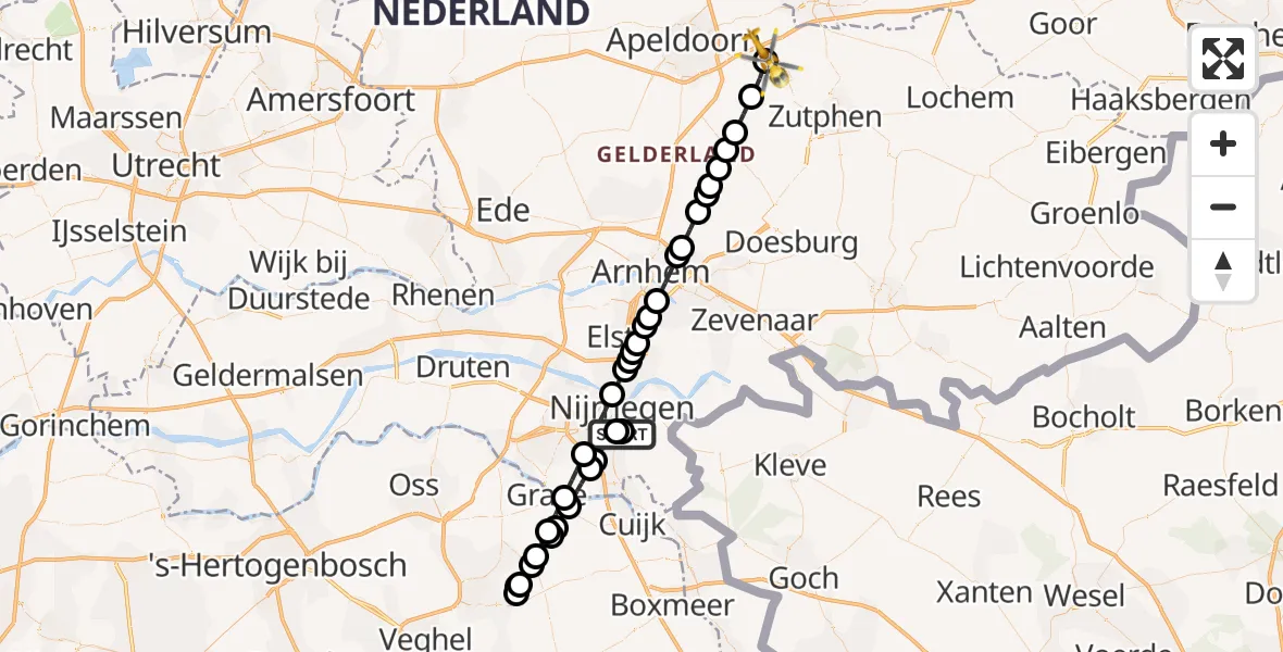 Vluchtroute Traumahelikopter Radboud Universitair Medisch Centrum - Het Bussloo, 28 juni 2026, 13:40